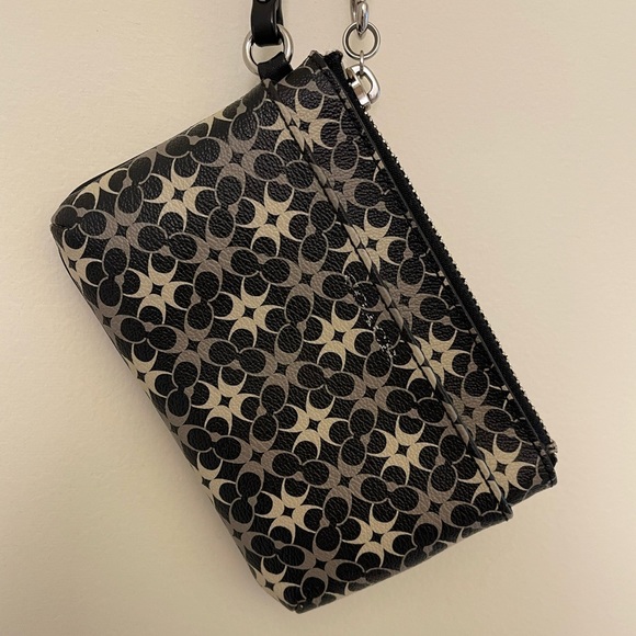 Coach Leather Clutch Wristlet with Strap in Black, Grey, and White - Picture 2 of 6